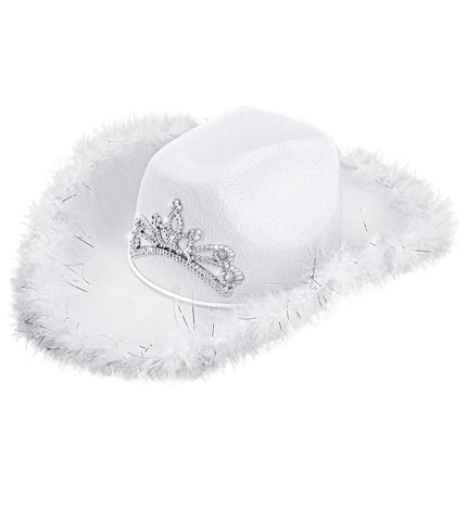 e-carnavalskleding-SYK Cowboyhoed Daisy met tiara wit
