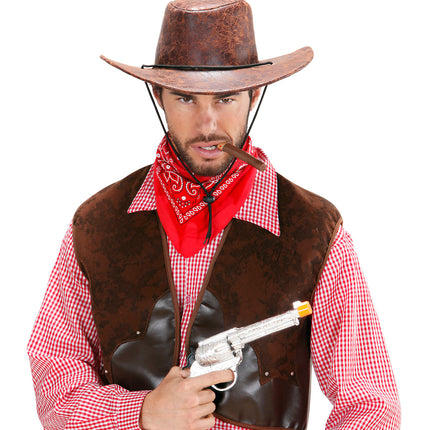 e-carnavalskleding-SYK Cowboyhoed lederlook bruin