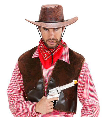 e-carnavalskleding-SYK Cowboyhoed lederlook bruin