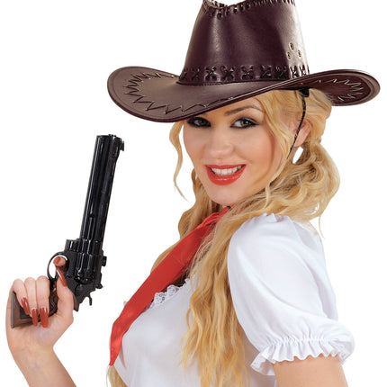e-carnavalskleding-SYK cowboyhoed lederlook met decoratie bruin