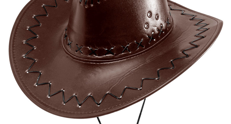 e-carnavalskleding-SYK cowboyhoed lederlook met decoratie bruin
