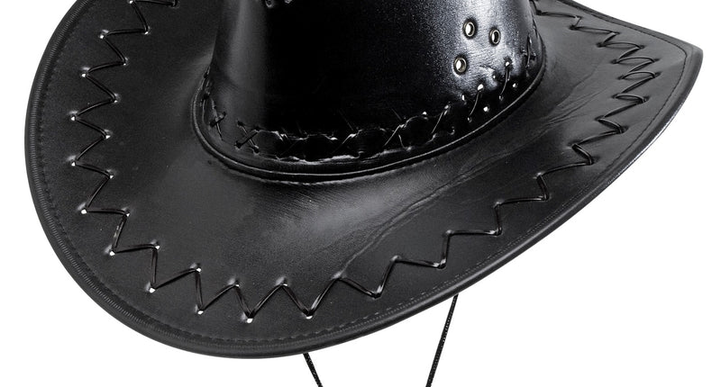 e-carnavalskleding-SYK cowboyhoed lederlook met decoratie zwart