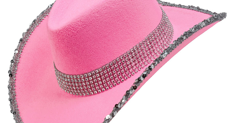 e-carnavalskleding-SYK Cowboyhoed roze bling
