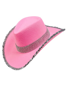 e-carnavalskleding-SYK Cowboyhoed roze bling