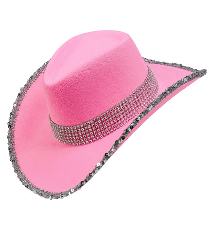e-carnavalskleding-SYK Cowboyhoed roze bling