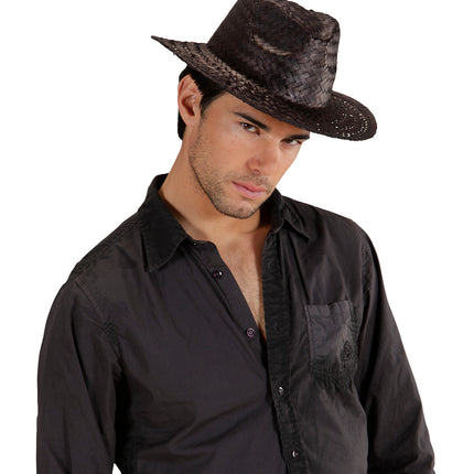 e-carnavalskleding-SYK Cowboyhoed stro zwart