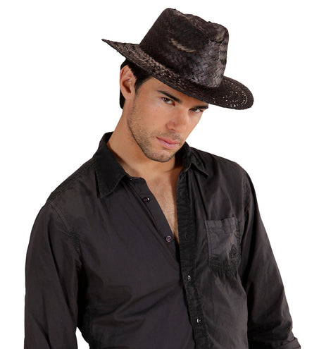 e-carnavalskleding-SYK Cowboyhoed stro zwart