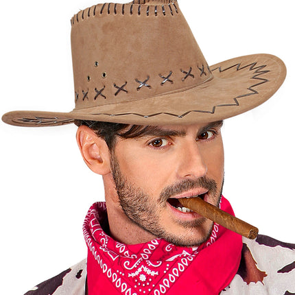 e-carnavalskleding-SYK Cowboyhoed Suede Bruin
