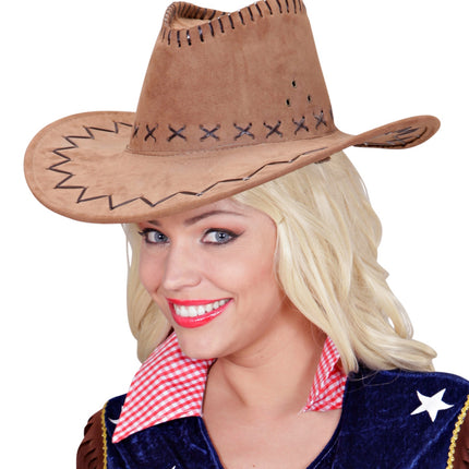 e-carnavalskleding-SYK Cowboyhoed Suede Bruin
