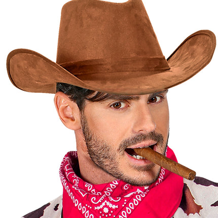 e-carnavalskleding-SYK Cowboyhoed suede bruin Texaans