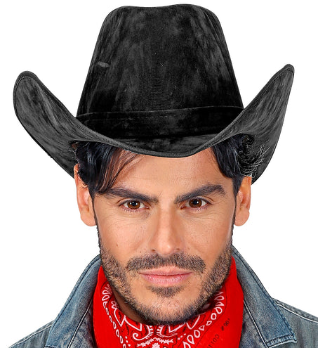 e-carnavalskleding-SYK Cowboyhoed suede look in de kleur zwart