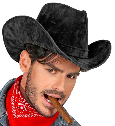 e-carnavalskleding-SYK Cowboyhoed suede look in de kleur zwart