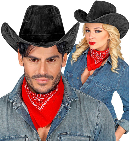 e-carnavalskleding-SYK Cowboyhoed suede look in de kleur zwart