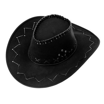 e-carnavalskleding-SYK Cowboyhoed Suede Zwart