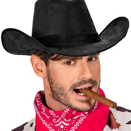 e-carnavalskleding-SYK Cowboyhoed suede zwart Texaans