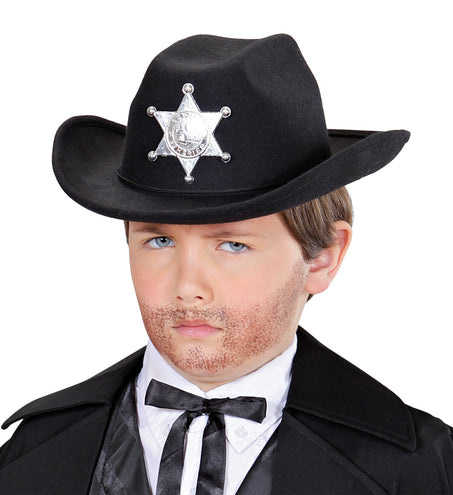 e-carnavalskleding-SYK cowboyhoed zwart met sheriff ster kind