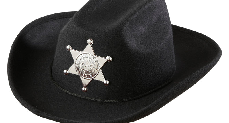 e-carnavalskleding-SYK cowboyhoed zwart met sheriff ster kind