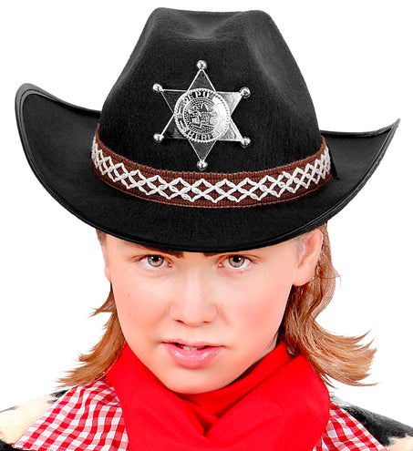 e-carnavalskleding-SYK Cowboyhoed zwart sheriff kind