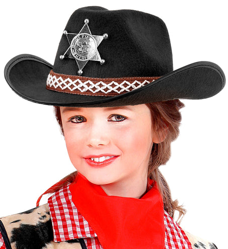 e-carnavalskleding-SYK Cowboyhoed zwart sheriff kind