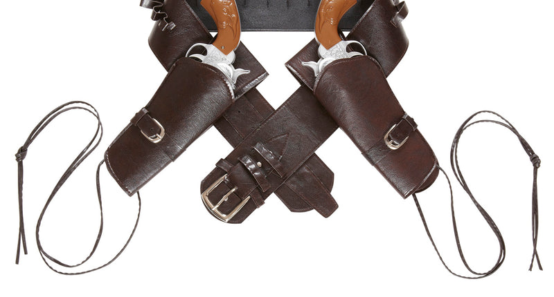 e-carnavalskleding-SYK Cowboyholster dubbel met riem bruin