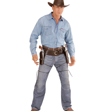 e-carnavalskleding-SYK Cowboyholster dubbel met riem bruin