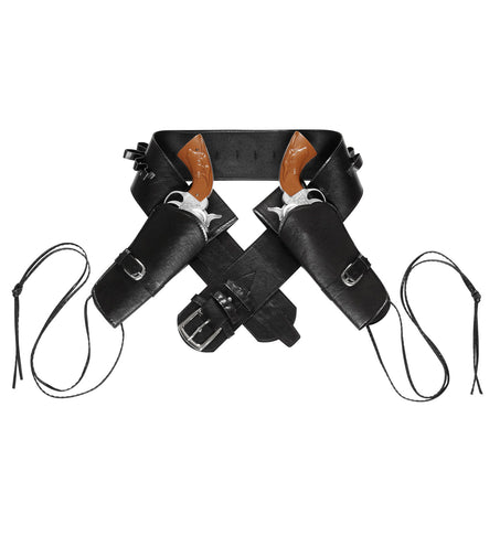 e-carnavalskleding-SYK Cowboyholster dubbel met riem zwart