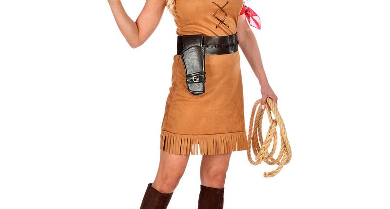 e-carnavalskleding-SYK Cowgirl kostuum bruin