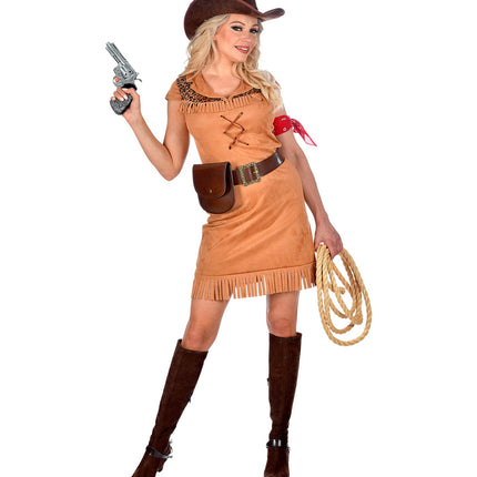 e-carnavalskleding-SYK Cowgirl kostuum bruin
