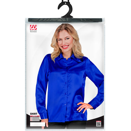 e-carnavalskleding-SYK Dames jaren 70 disco blouse blauw