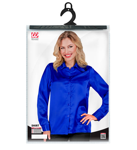 e-carnavalskleding-SYK Dames jaren 70 disco blouse blauw