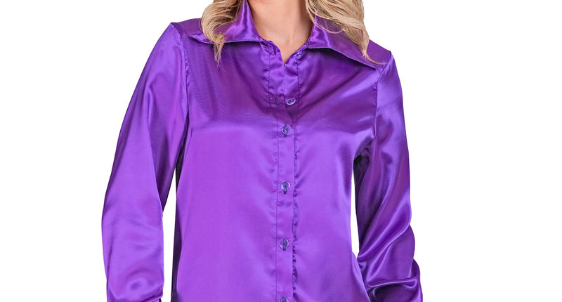 e-carnavalskleding-SYK Dames jaren 70 disco blouse paars