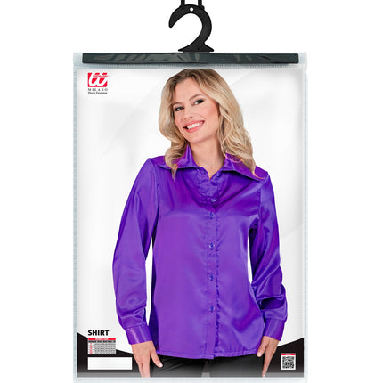 e-carnavalskleding-SYK Dames jaren 70 disco blouse paars