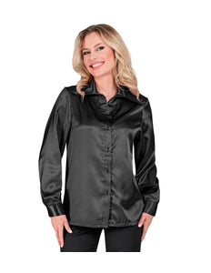 e-carnavalskleding-SYK Dames jaren 70 disco blouse zwart