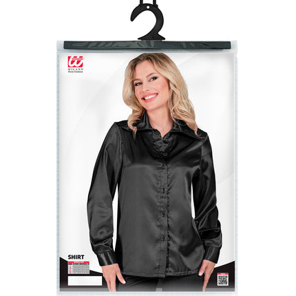 e-carnavalskleding-SYK Dames jaren 70 disco blouse zwart