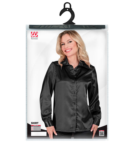 e-carnavalskleding-SYK Dames jaren 70 disco blouse zwart