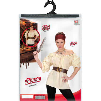 e-carnavalskleding-SYK Dames piraten blouse beige