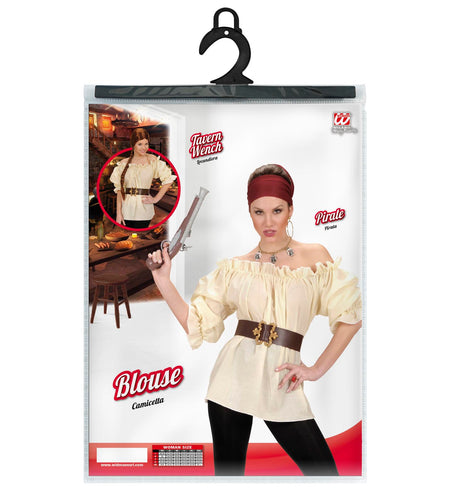 e-carnavalskleding-SYK Dames piraten blouse beige