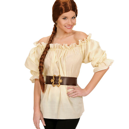 e-carnavalskleding-SYK Dames piraten blouse beige