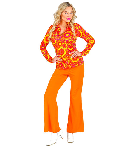 e-carnavalskleding-SYK Damesshirt jaren 70 oranje/geel