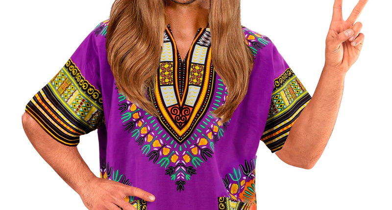 e-carnavalskleding-SYK Dashiki shirt Jimmy paars