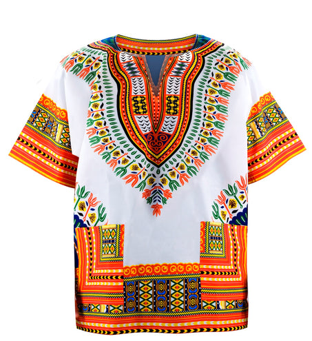 e-carnavalskleding-SYK Dashiki shirt Jimmy wit oranje