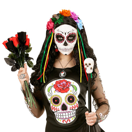 e-carnavalskleding-SYK Day of the dead diadeem met roosjes