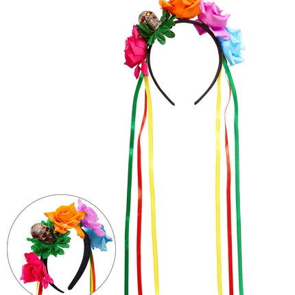 e-carnavalskleding-SYK Day of the dead diadeem met roosjes