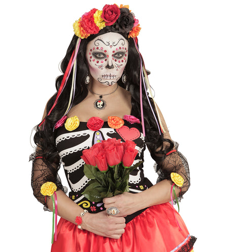 e-carnavalskleding-SYK Day of the dead hoofdband bloemen