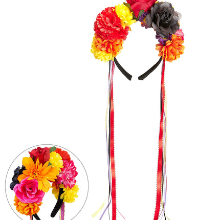 e-carnavalskleding-SYK Day of the dead hoofdband bloemen