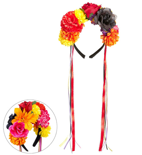 e-carnavalskleding-SYK Day of the dead hoofdband bloemen