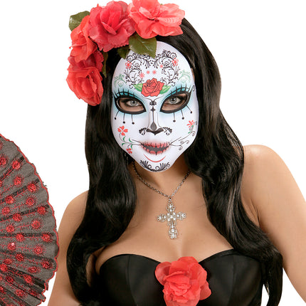 e-carnavalskleding-SYK Day of the dead masker met rozen