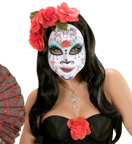 e-carnavalskleding-SYK Day of the dead masker met rozen
