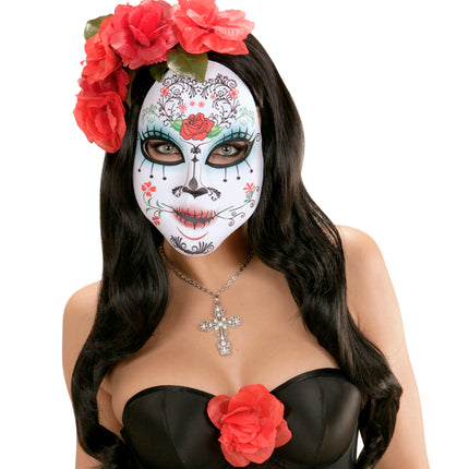e-carnavalskleding-SYK Day of the dead masker met rozen