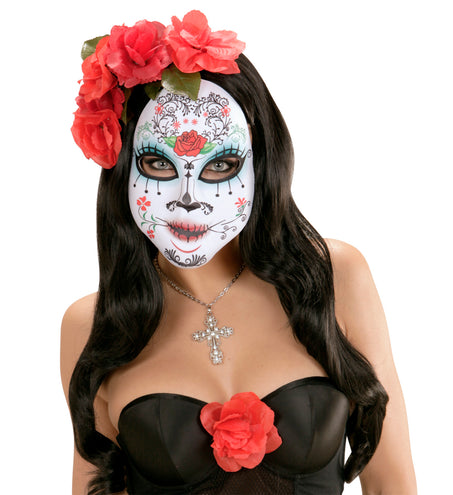 e-carnavalskleding-SYK Day of the dead masker met rozen